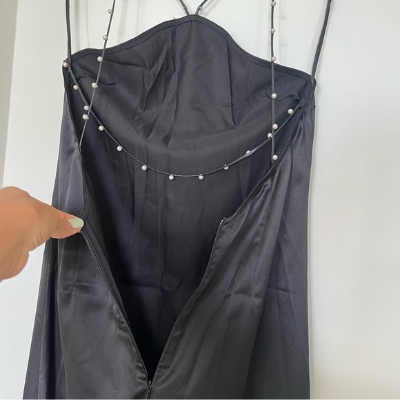 Commense Hold My Pearls Open Back Satin Long Dress Sz XS - Picture 13 of 16
